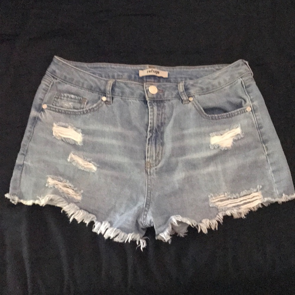 Refuge size 12 high waisted cheeky jean shorts